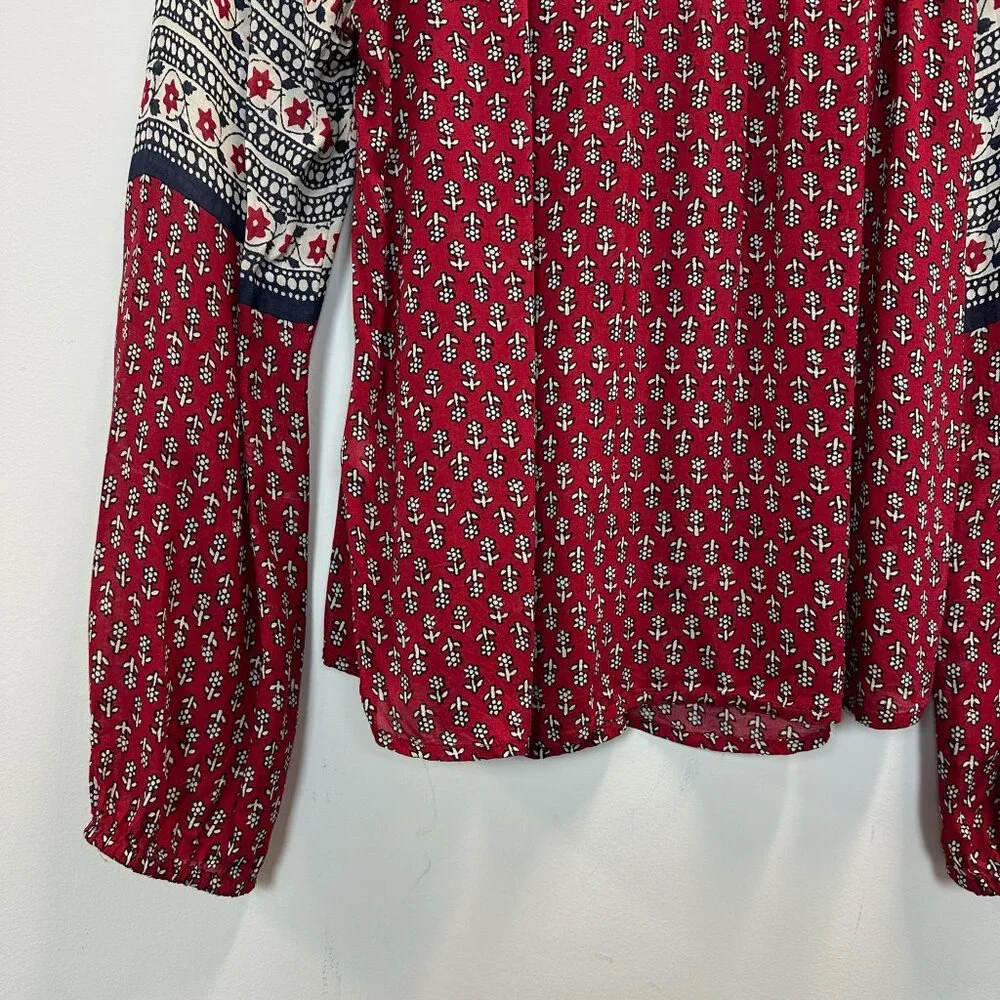 Lucky Brand Red Floral Petaluma Peasant Blouse - Picture 8 of 14